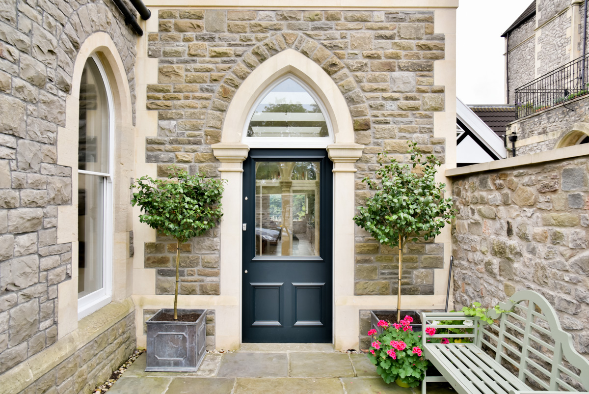 a black external bespoke door fitted into the South West